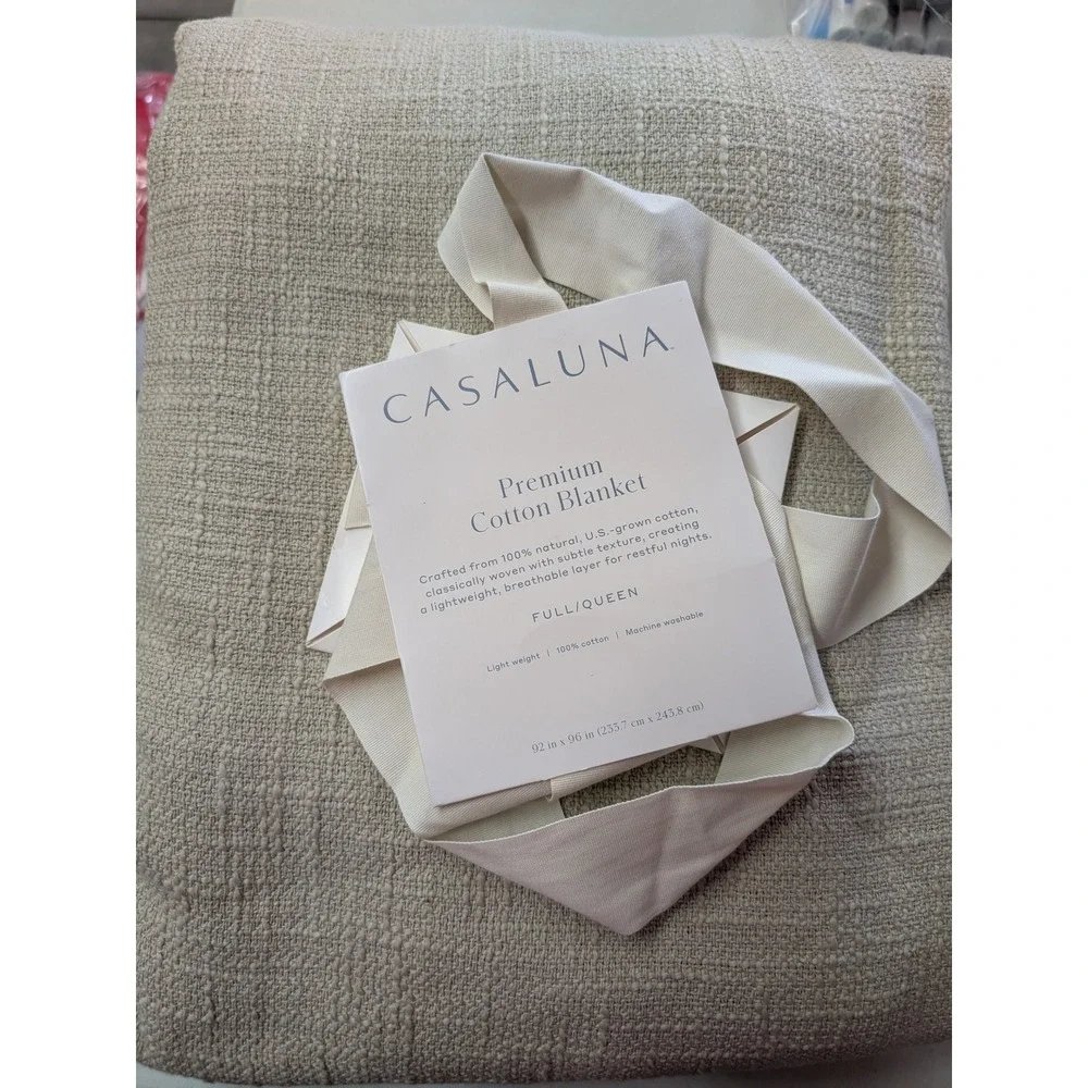 Casaluna Cotton Slub Blanket Full/Queen Light Olive Green NWT Textured Bedding